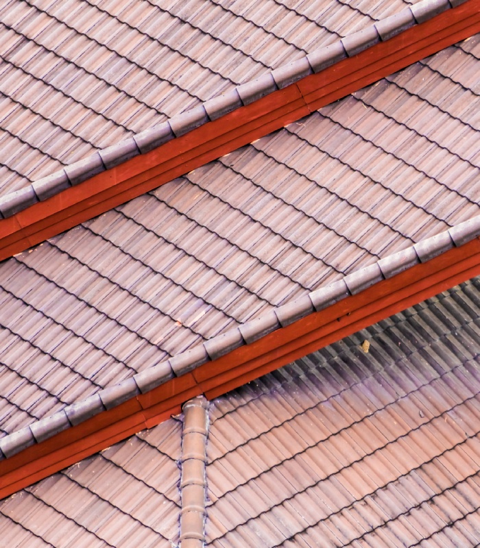 Toitures inclinées en tuiles modernes avec lignes régulières